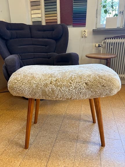 50 40 tall Dansk Svensk fåtölj pall ny fårskinn.