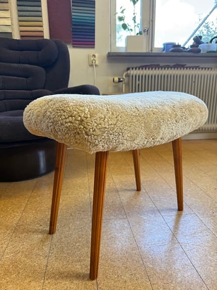 50 40 tall Dansk Svensk fåtölj pall ny fårskinn.