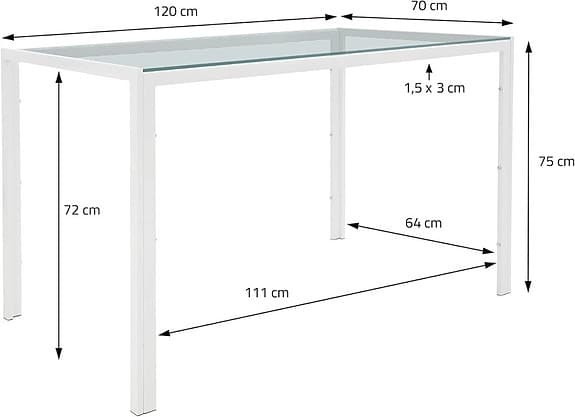 Nytt ML-Design Matbord/Skrivbord 120* 70* 75 cm. Metall/glas