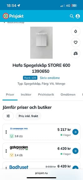 Hafa Store 600 spegelskåp vit