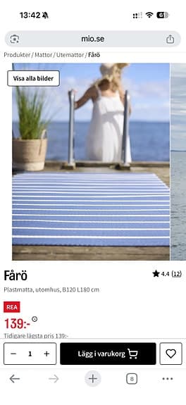 Mio Fårö plastmatta 80x180 blåvit
