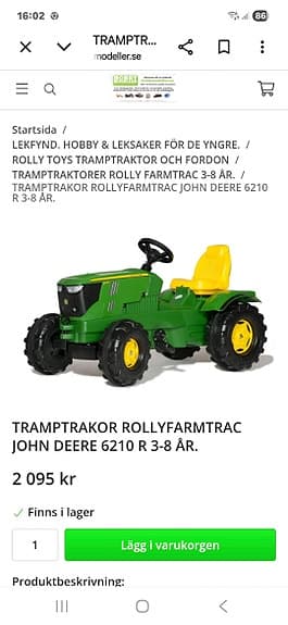 John Deere traktor för barn