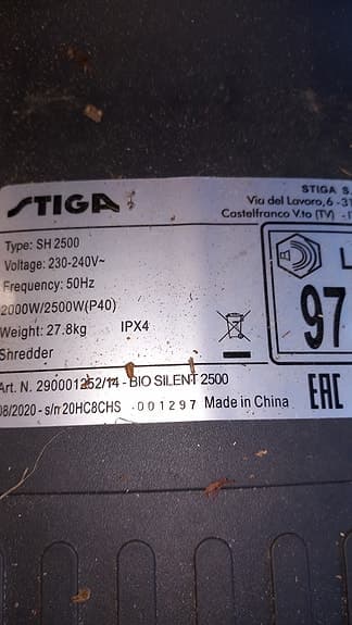 Stiga Bio Silent 2500 kompostkvarn / flismaskin