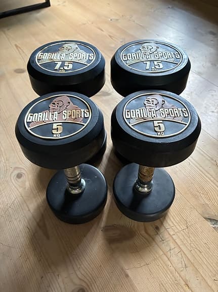 Gorilla Sports hantlar 5 kg och 7,5 kg
