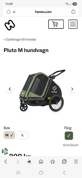 Hamax Pluto M hundvagn grön/svart
