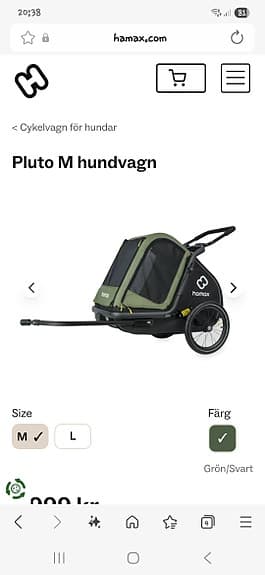 Hamax Pluto M hundvagn grön/svart