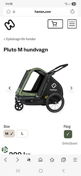Hamax Pluto M hundvagn grön/svart