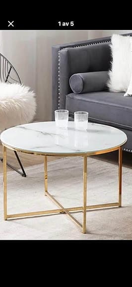 Soffbord Härdat glas Marmor/ Guld helt ny