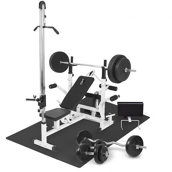 Multigym , hantlar, motionscykel och roddmaskin