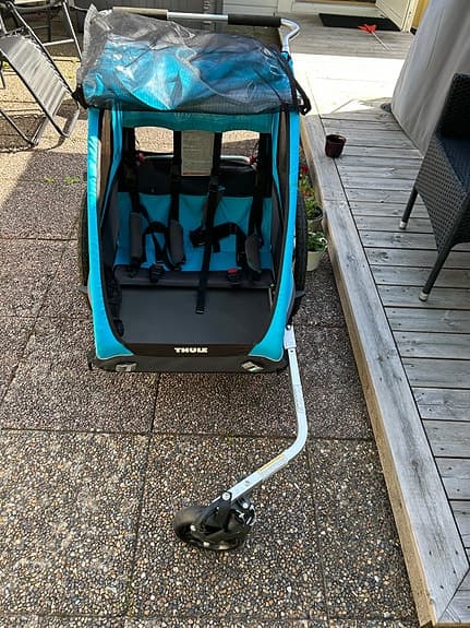 Thule cykelvagn/blivagn blå för 2 barn