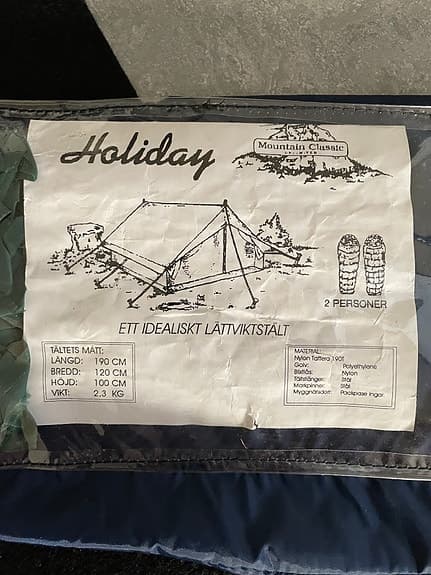 Holiday lättviktstält 2‑personer Oanvänt + 2 Liggunderlag och sovsäck