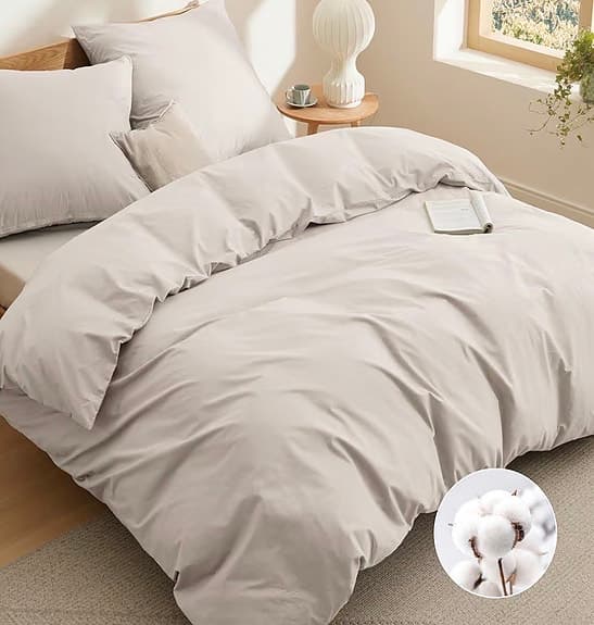 Nytt bäddset 200×200 i 100 % bomull – Beige, OEKO-TEX