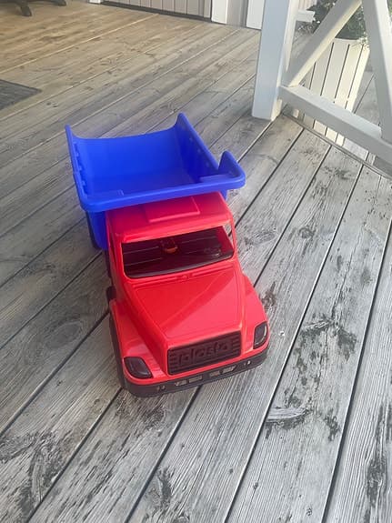 Plasto leksakslastbil tippbil röd/blå 60 cm
