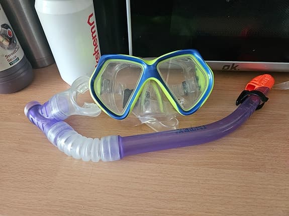 Snorkelset och simglasögon vuxen/barn blå lila grön rosa
