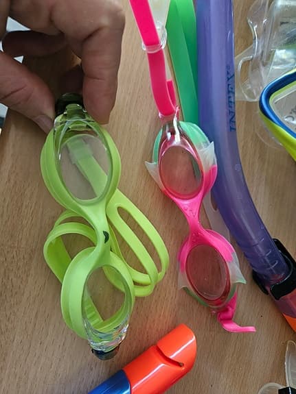 Snorkelset och simglasögon vuxen/barn blå lila grön rosa