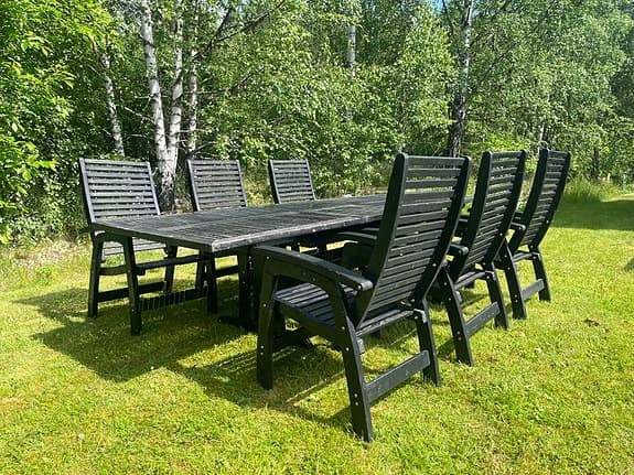 Trädgårdsmöbler stor matgrupp med bord och 6 stolar