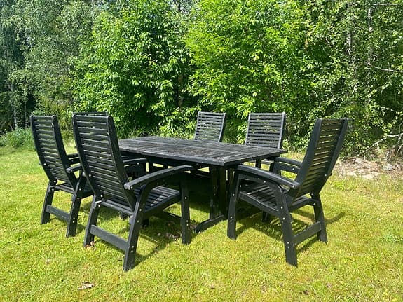Trädgårdsmöbler stor matgrupp med bord och 6 stolar