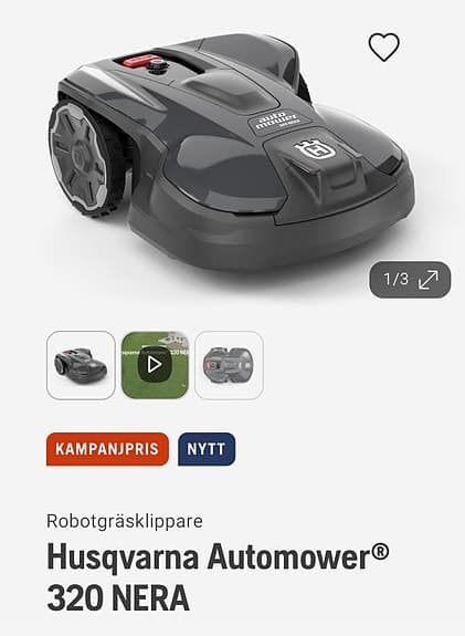 Husqvarna Automower robotgräsklippare 320 nera