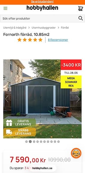 Fornorth förråd, 10.85m2 - Helt nytt, ej monterat