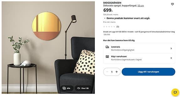 Designspegel från IKEA – SKOGSGRÄNSEN 50 cm, ny(oöppnad)
