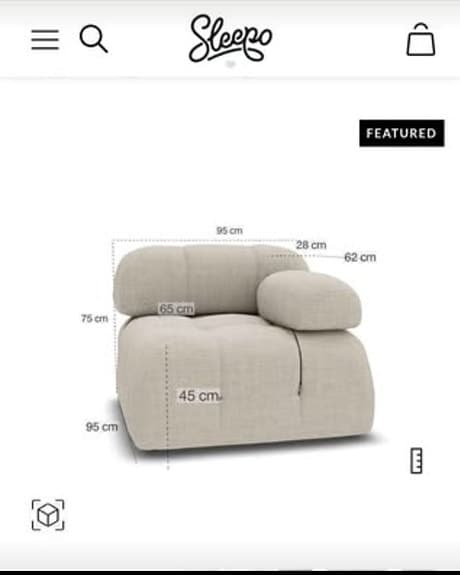 Sleepo Blanca Högermodul Cream Trendande modul soffa – Fabriksförpackad