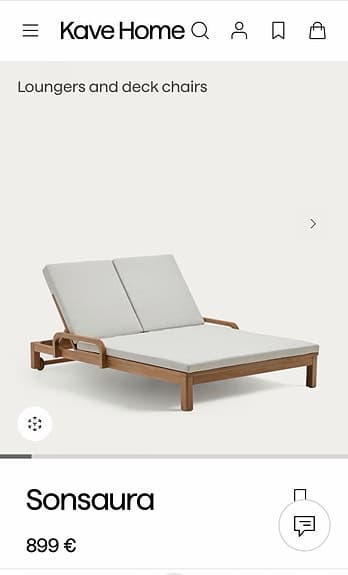 Dubbel solsäng / solstol / solbädd från Kave Home med beigea dynor