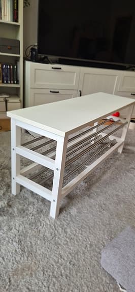 TJUSIG Bänk med skoförvaring, vit, 108x34x50 cm