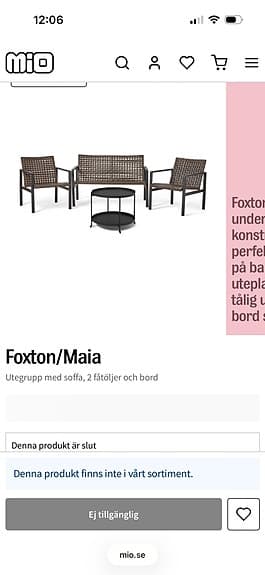 Foxton Maia utegrupp soffa fåtöljer och bord brun