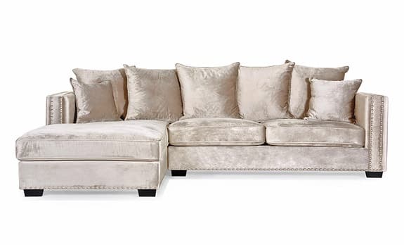 Elegant Manhattan divansoffa i beige sammet