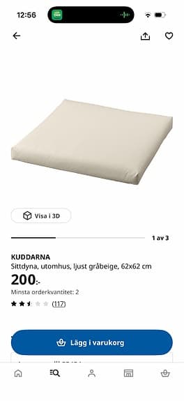 IKEA Kuddarna sittdynor och ryggdynor utomhus ljusgrå/beige