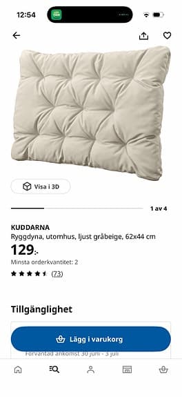 IKEA Kuddarna sittdynor och ryggdynor utomhus ljusgrå/beige
