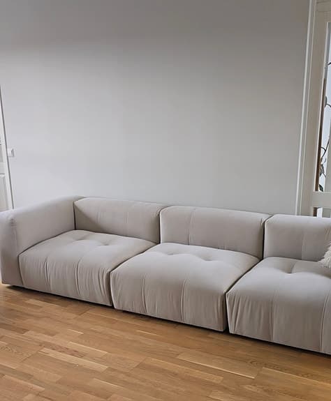 LAYERED 3-SITS MODULSOFFA, BONE WHITE - VELVET