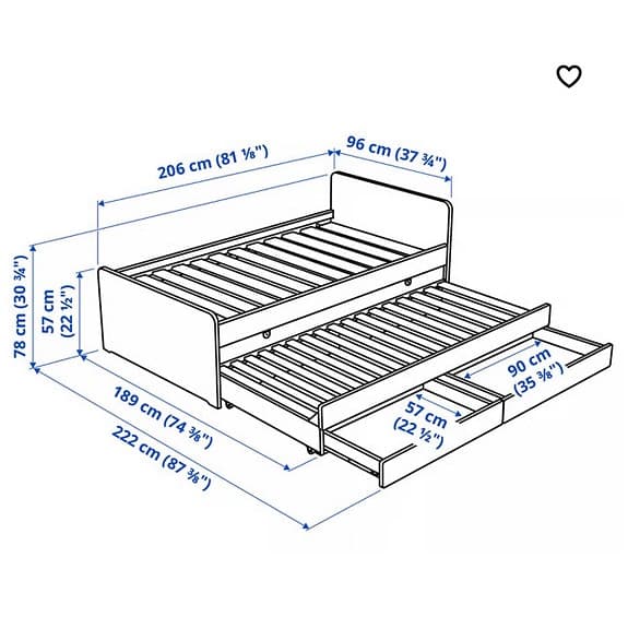 IKEA SLÄKT utdragssäng med förvaring vit + 2 madrasser