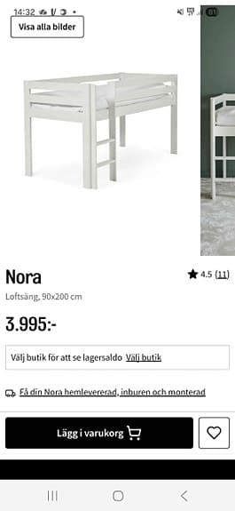 Barnsäng /säng/ lägre loftsäng med madrass