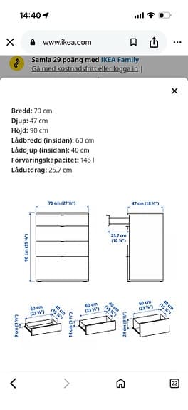 Ikea Vihals byrå i nyskick