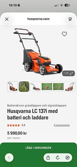 Husqvarna LC 137i batteridriven gräsklippare
