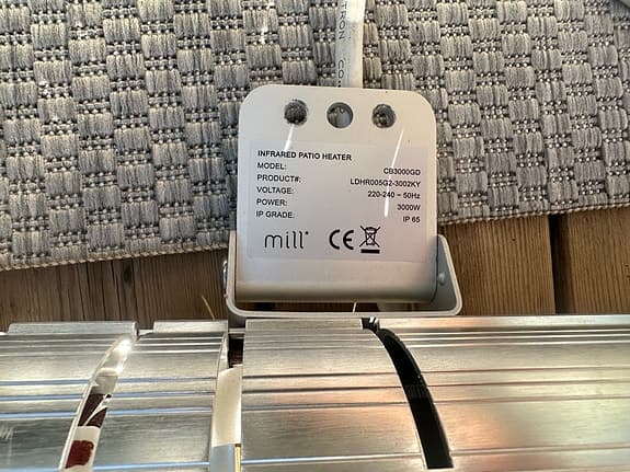 Mill infravärmare terrassvärmare med fjärrkontroll