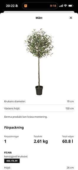 Konstgjort träd i kruka 150 cm