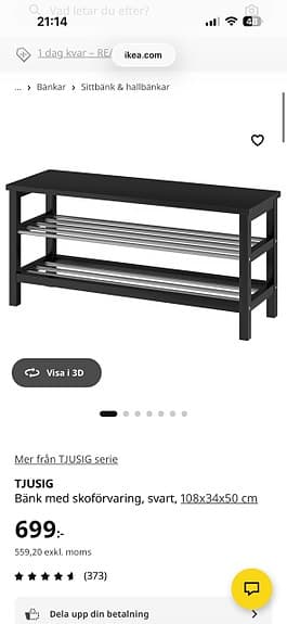 Bänk med skoförvaring