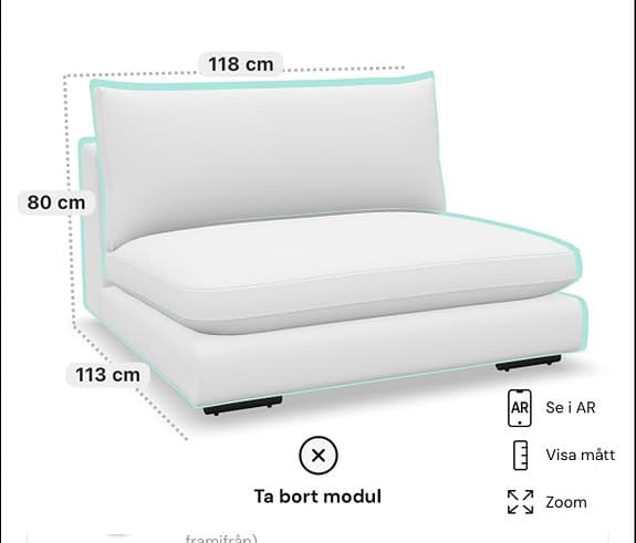 1,5-sits Mammuten Sweef modulsoffa (två stycken, 5000kr)