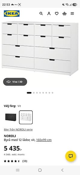 NORDLI IKEA byrå 12 lådor
