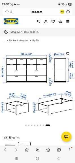 NORDLI IKEA byrå 12 lådor