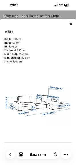 Kivik svart skinn soffa från IKEA.