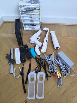 Nintendo Wii spelkonsol svart med spel och tillbehör
