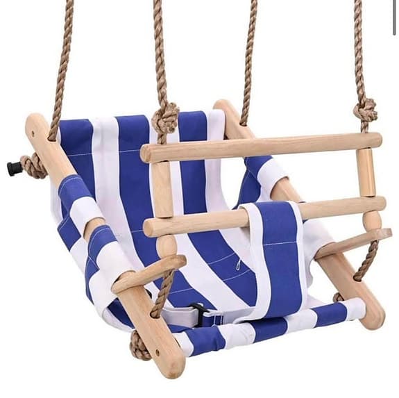 Randig hänggunga för barn blå/vit