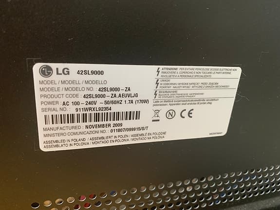LG 42SL9000 TV 42 tum svart