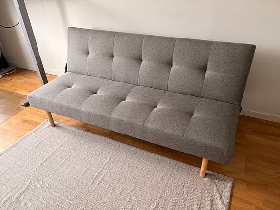 Bäddsoffa HOLSTED grått tyg/natur