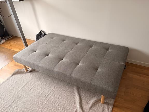 Bäddsoffa HOLSTED grått tyg/natur