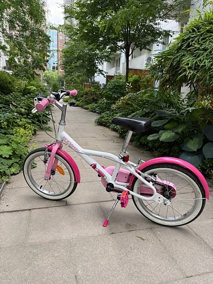Decathlon barncykel 16" vit/rosa