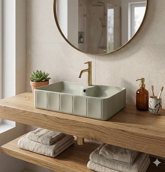 Bathco 4161 tvättställ 61x41 cm porslin beige TVÅ STYCKEN